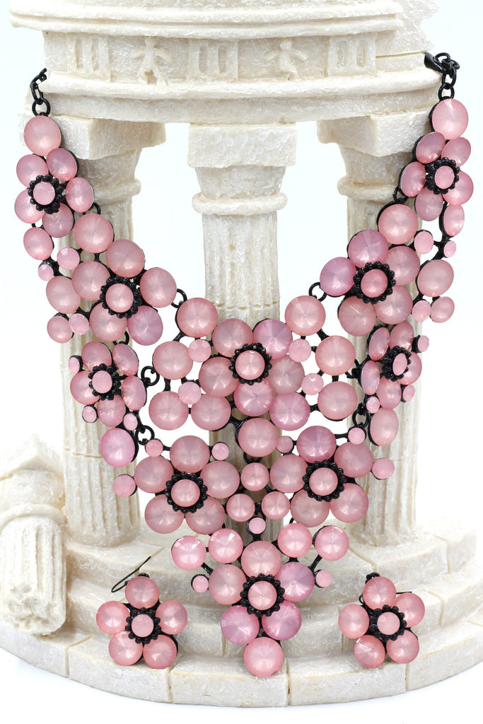 colorful crystal flowers necklace sets