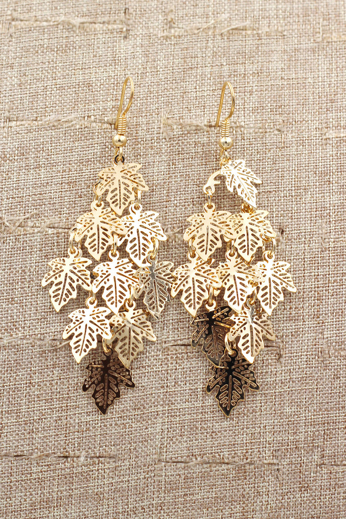 long small leaf earrings