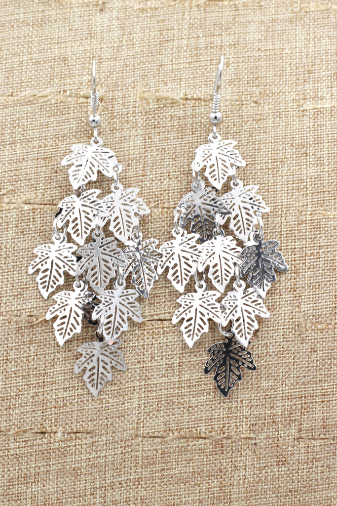 long small leaf earrings