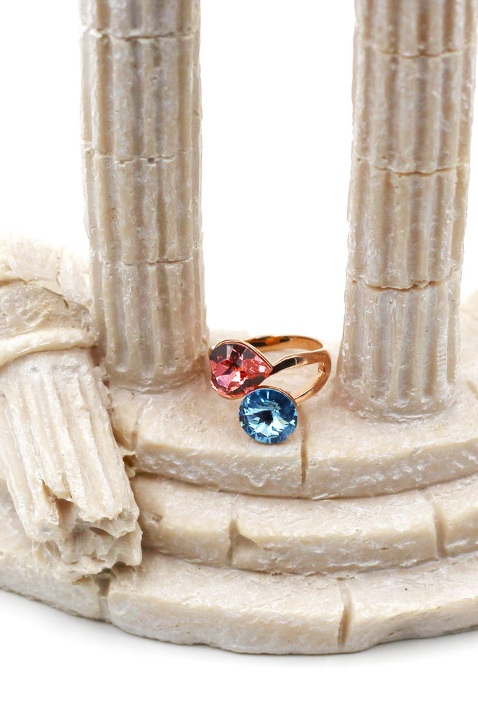 Silver Butterfly Crystal Earrings Ring Set