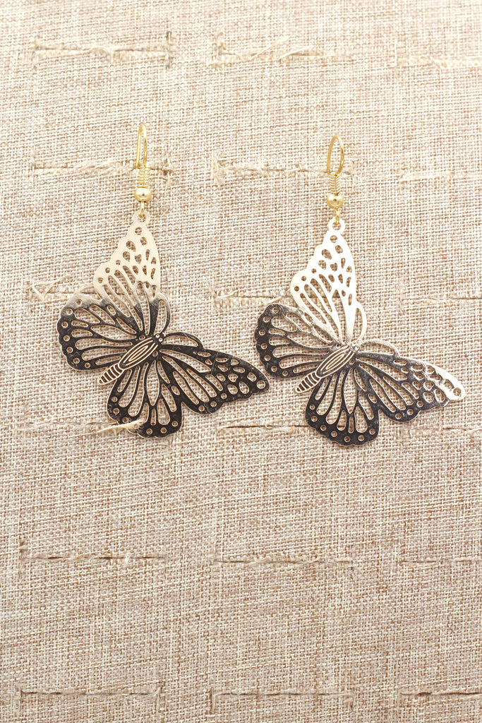 hollow big butterfly earrings