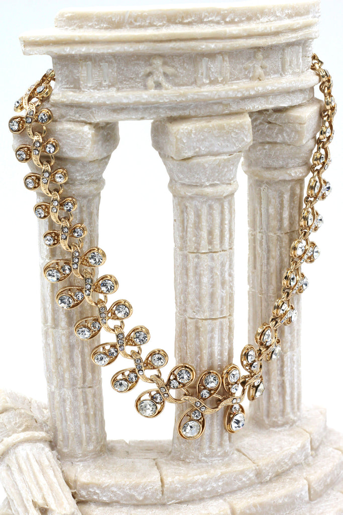elegant golden crystal necklace