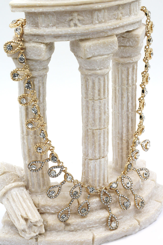noble golden crystal necklace earrings set