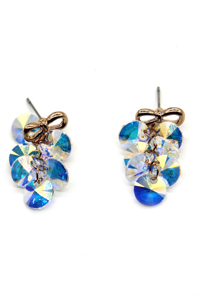 lovely bow swarovski crystal earrings