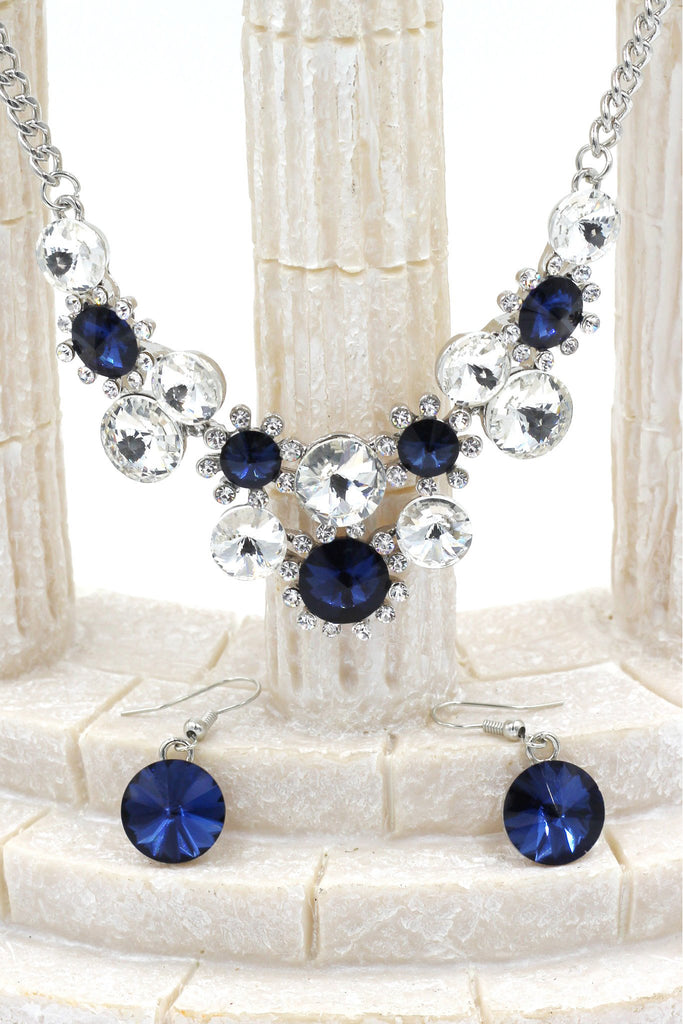 fashion circle crystal necklace earrings sets