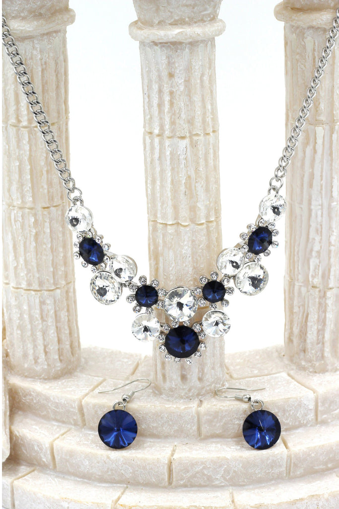 fashion circle crystal necklace earrings sets