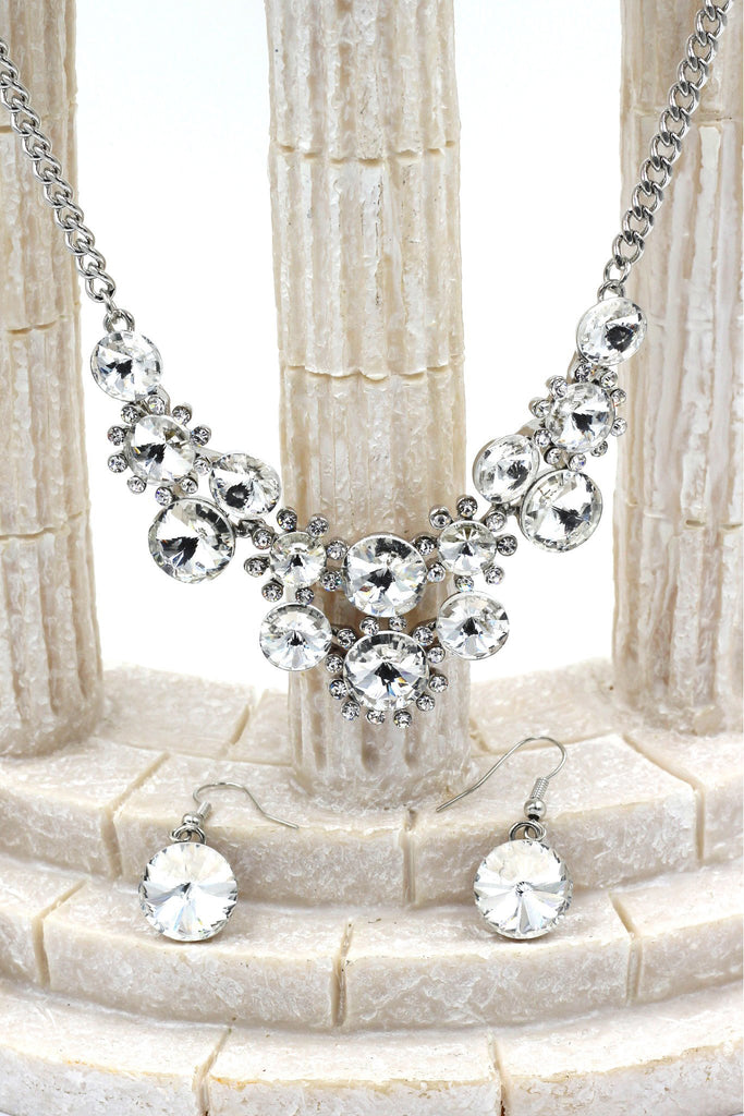 fashion circle crystal necklace earrings sets