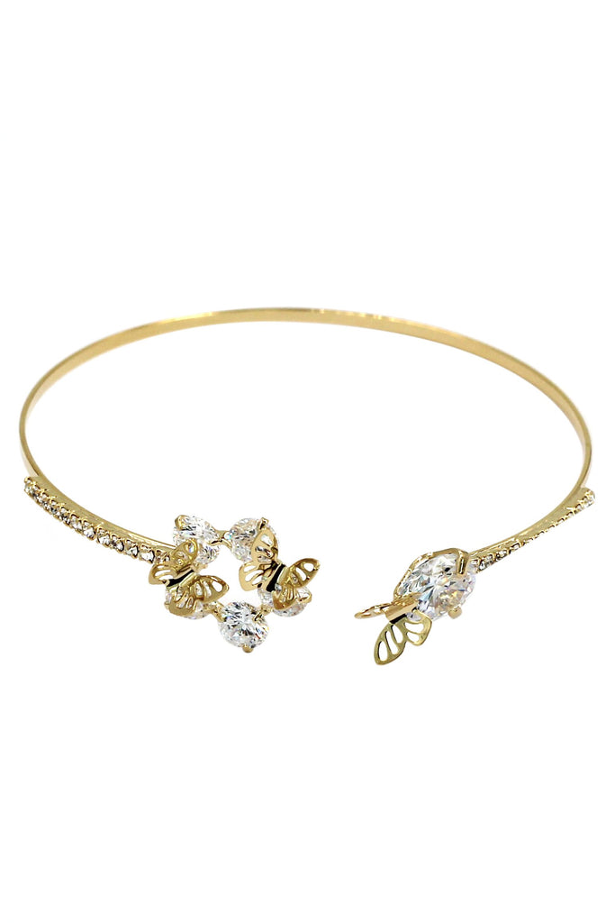 golden butterfly crystal bangle earrings set