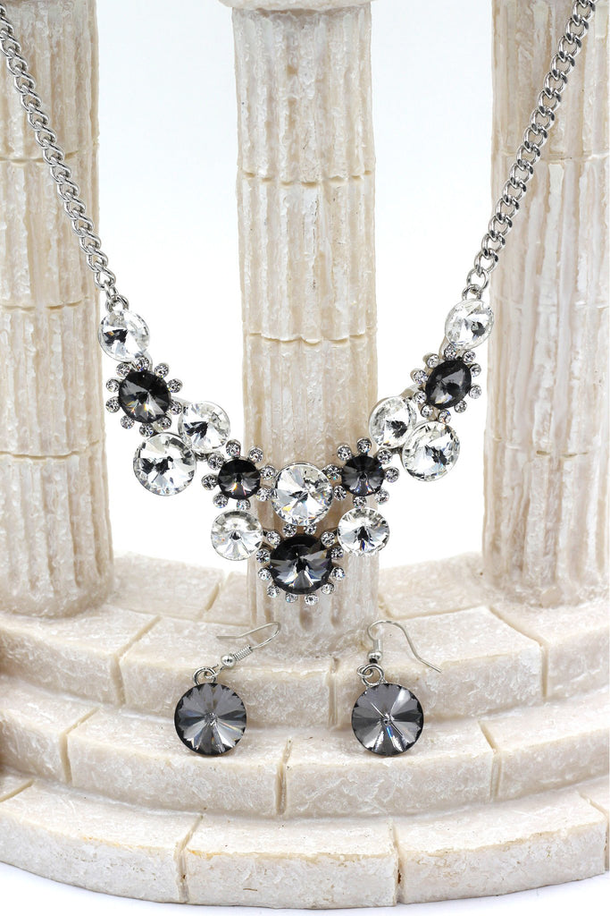 fashion circle crystal necklace earrings sets