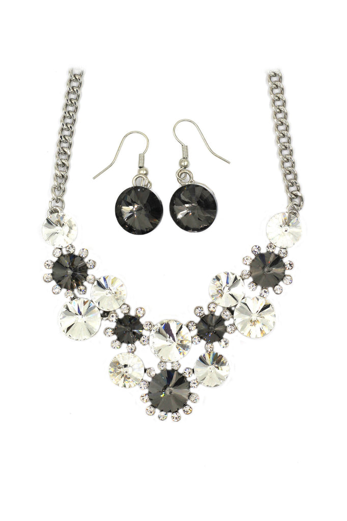 fashion circle crystal necklace earrings sets