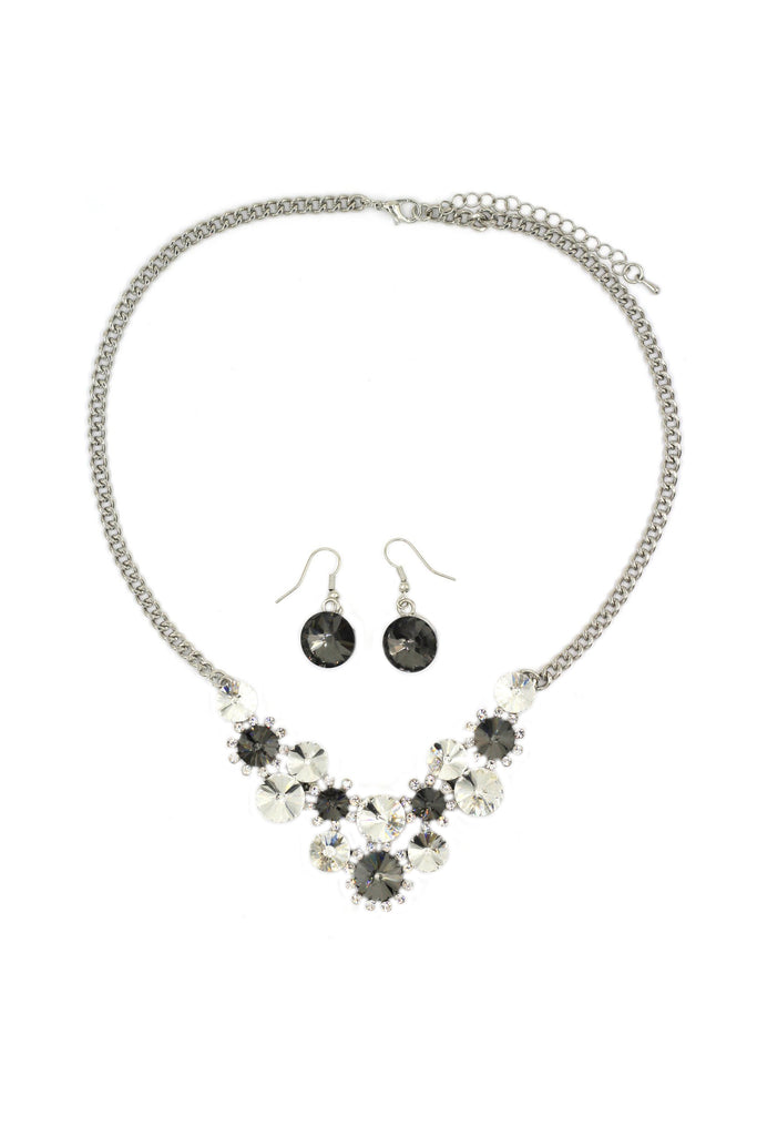 fashion circle crystal necklace earrings sets