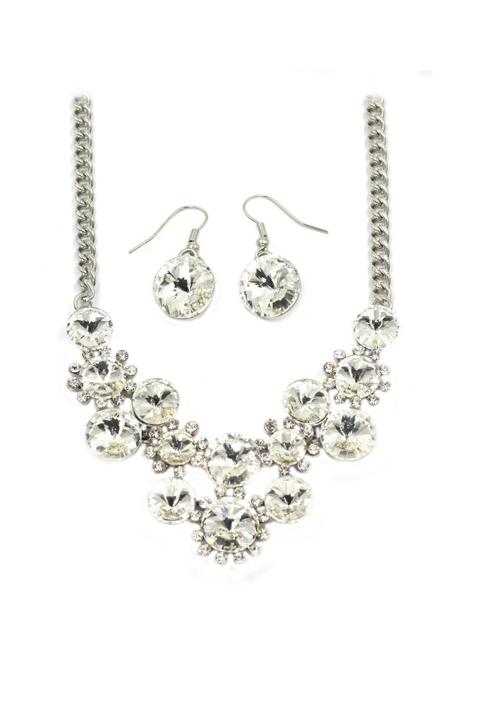 fashion circle crystal necklace earrings sets
