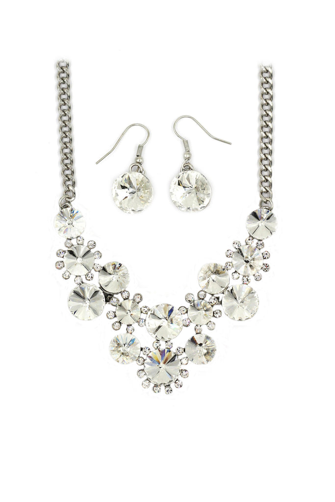 fashion circle crystal necklace earrings sets