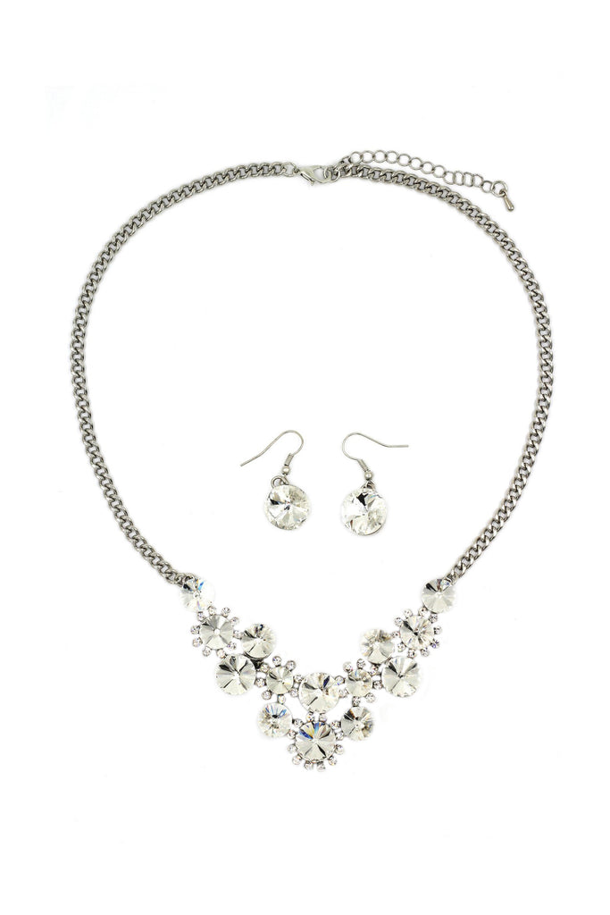fashion circle crystal necklace earrings sets