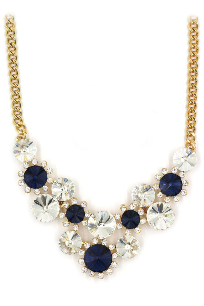 fashion circle crystal golden necklace