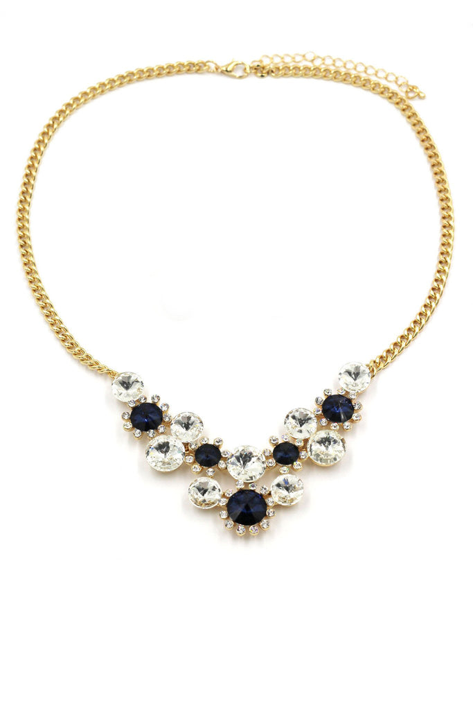 fashion circle crystal golden necklace