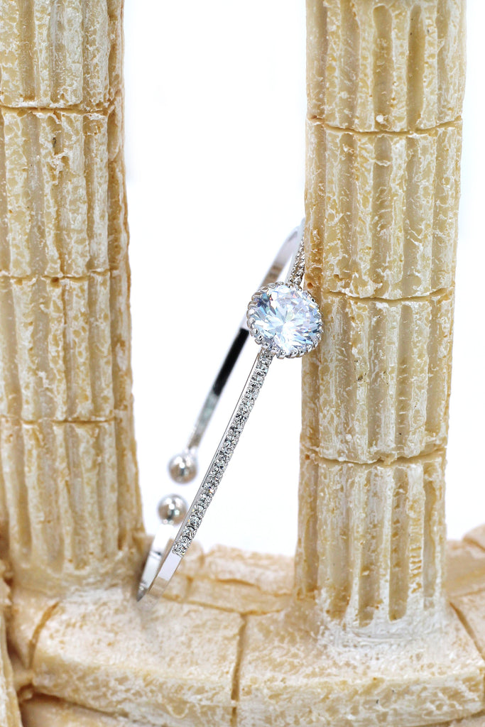 silver shiny crystal bracelet earring set