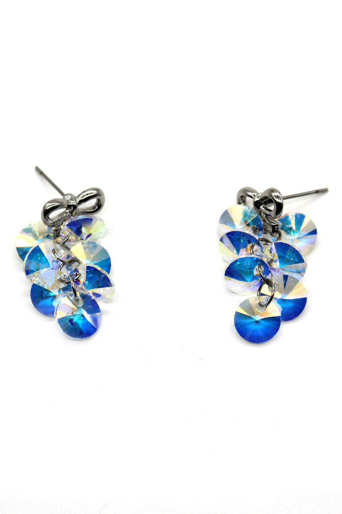 lovely bow swarovski crystal earrings