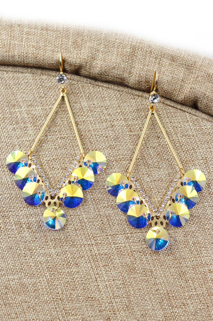 long temperament swarovski crystal earrings
