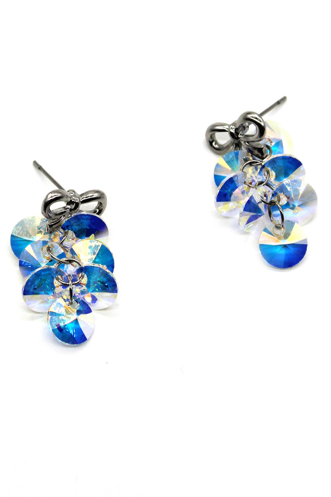 lovely bow swarovski crystal earrings