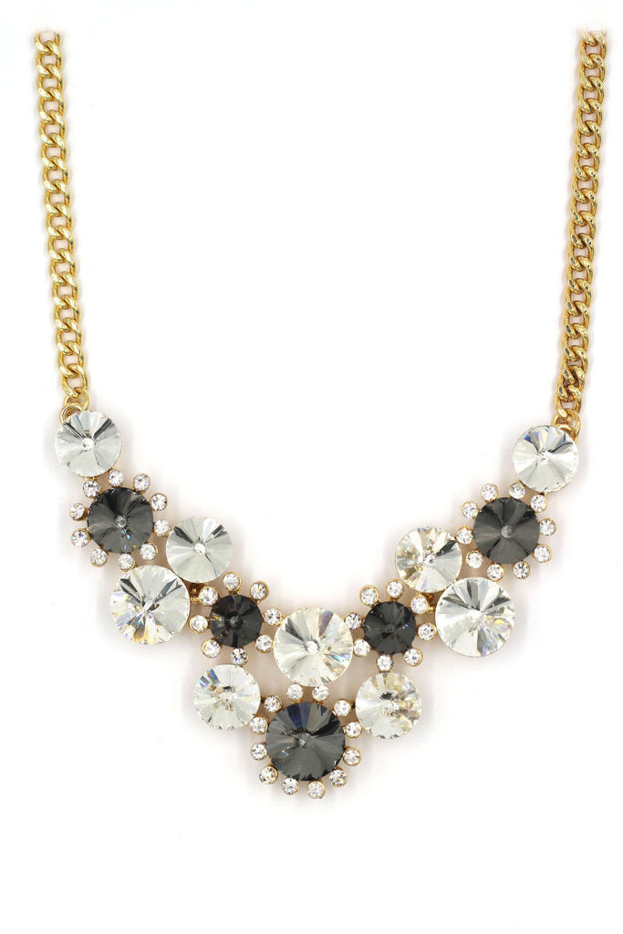 fashion circle crystal golden necklace