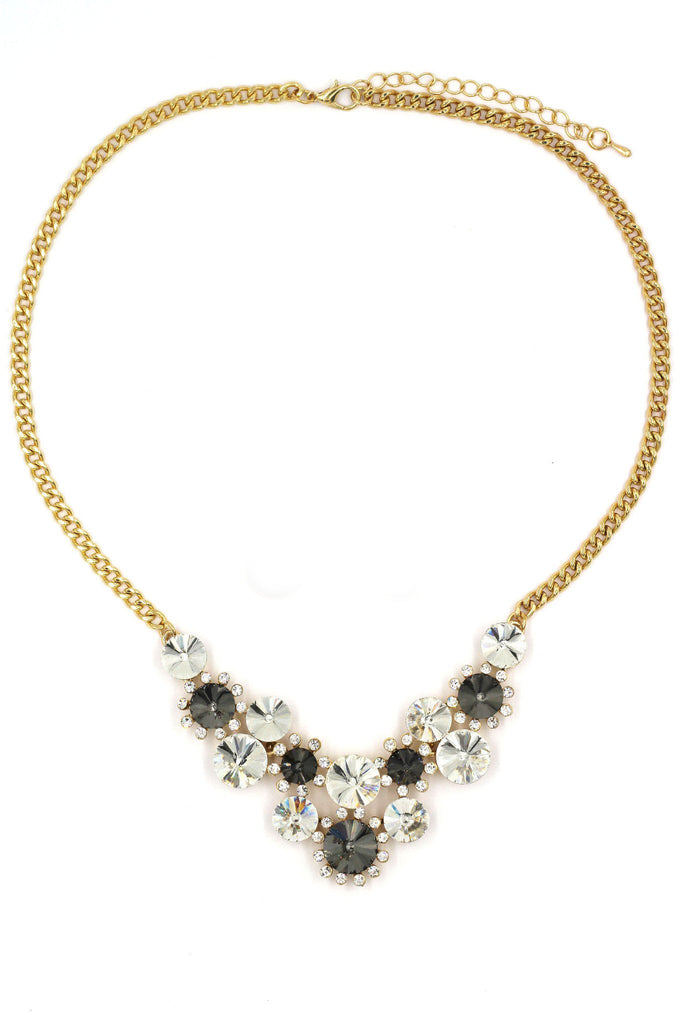 fashion circle crystal golden necklace