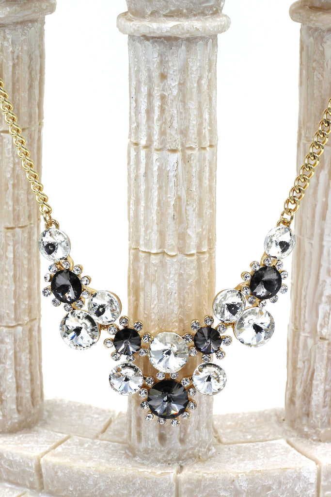 fashion circle crystal golden necklace