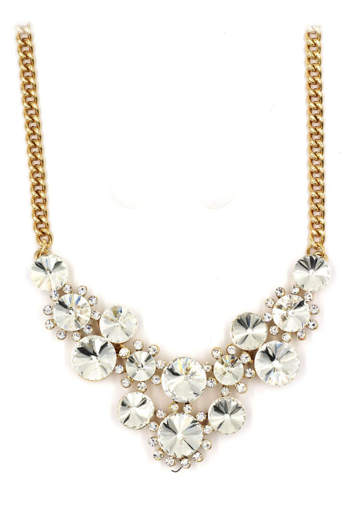 fashion circle crystal golden necklace