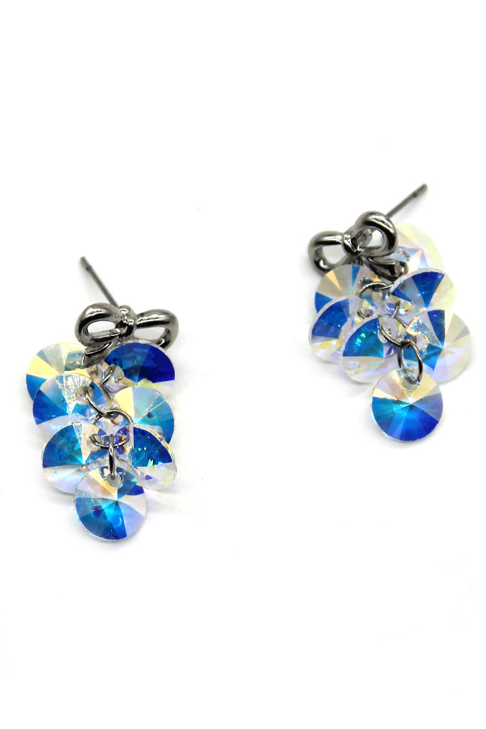 lovely bow swarovski crystal earrings
