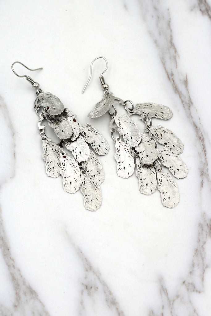 long small feather earrings