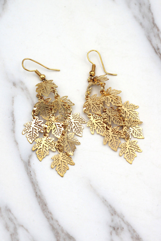 long small leaf earrings