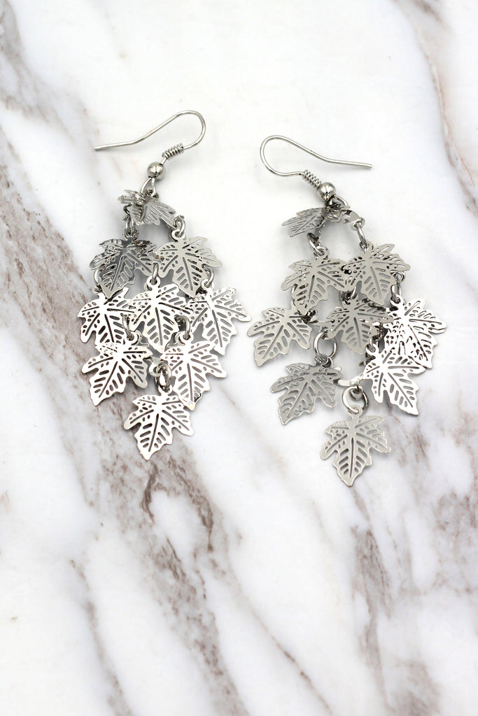 long small leaf earrings