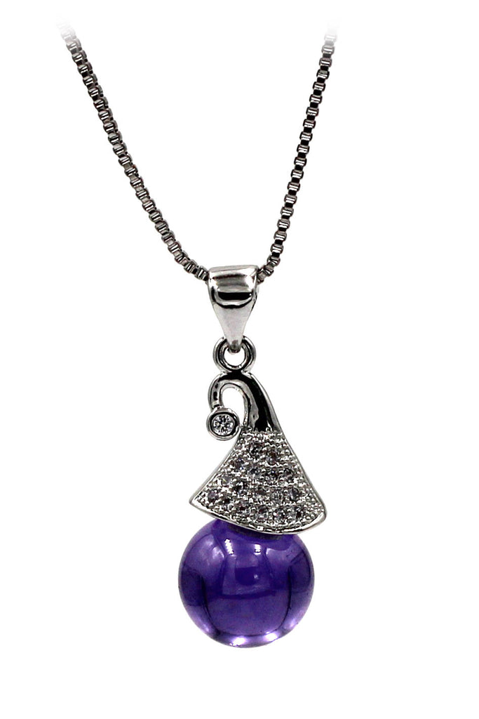 fashion wizard hat crystal silver necklace