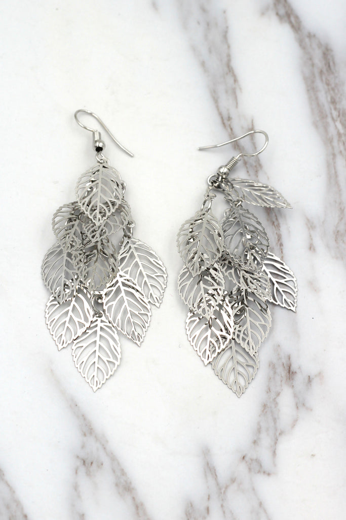 hollowed multi-layer leaf earrings