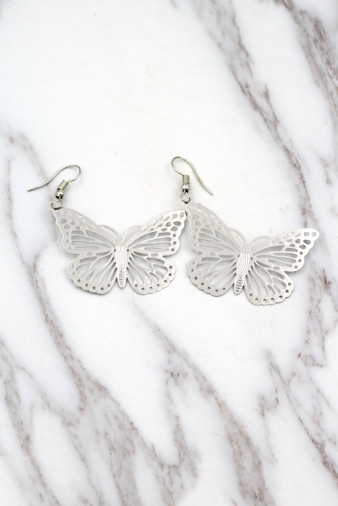 hollow big butterfly earrings