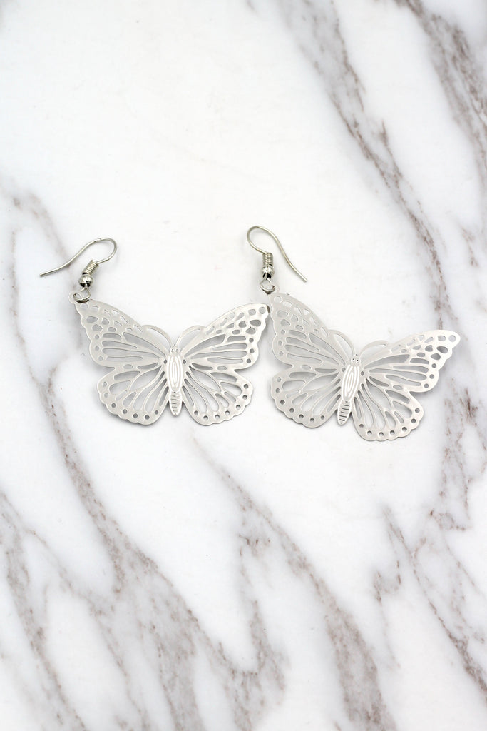 fashion shiny crystal butterfly necklace earrings set