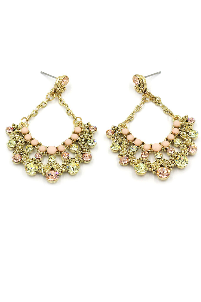elegant crystal pendant gold earrings