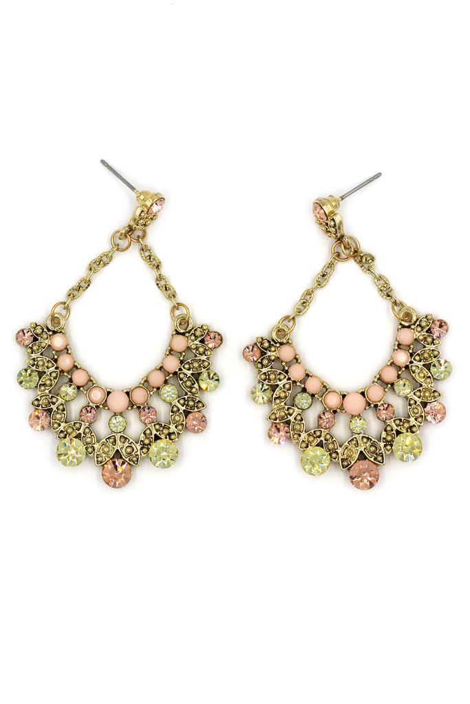 elegant crystal pendant gold earrings
