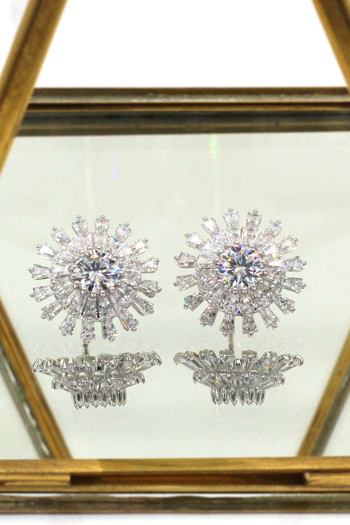 big sun flower crystal earrings necklace set