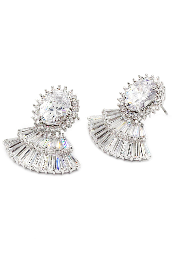 scalloped crystal earrings necklace set