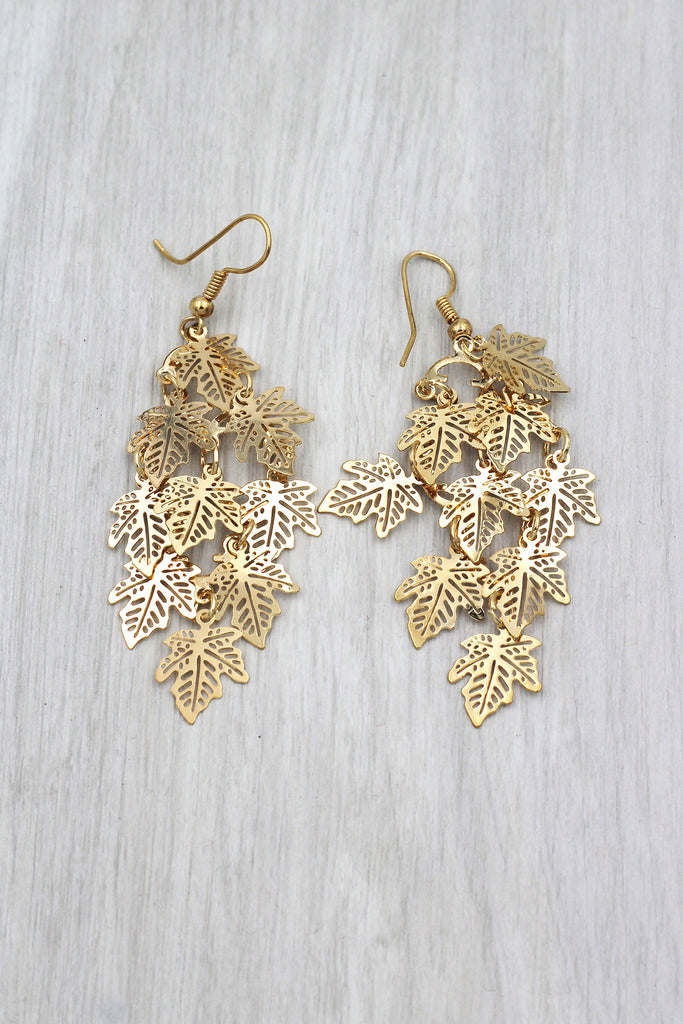 long small leaf earrings