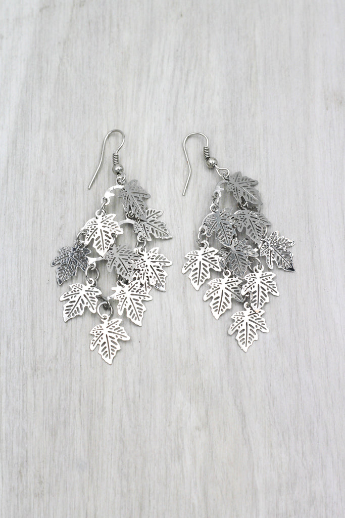 long small leaf earrings