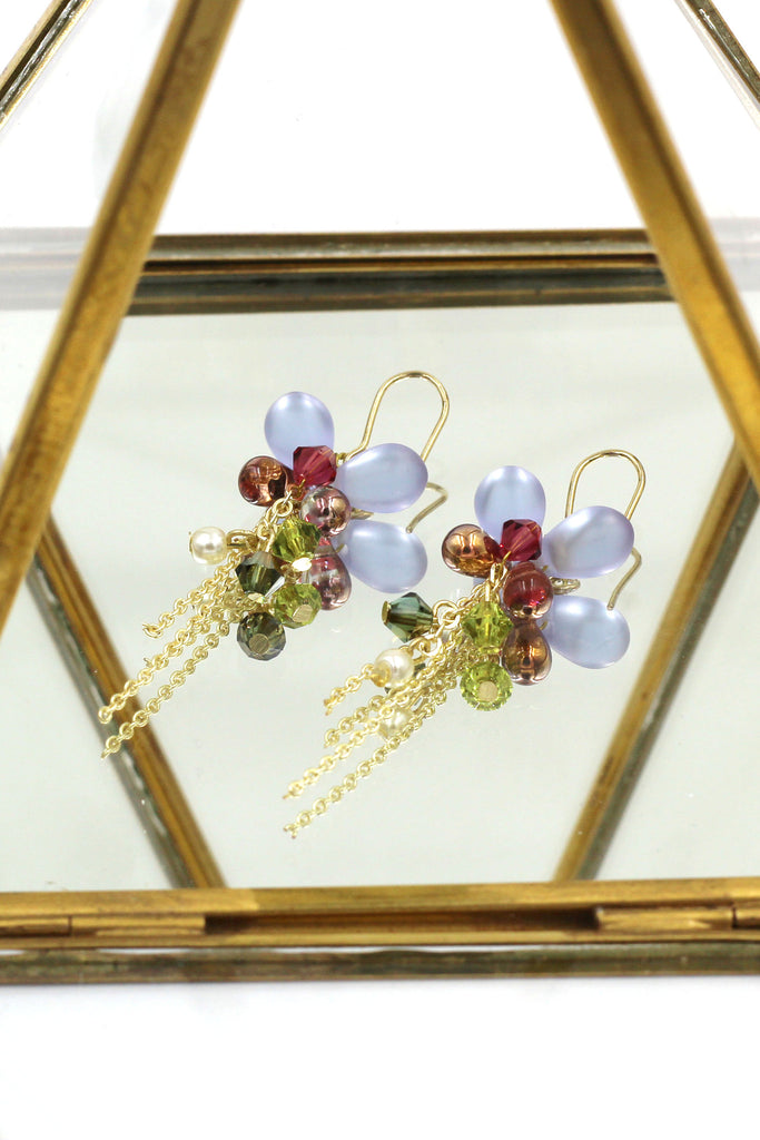 lovely butterfly pendant bead earrings