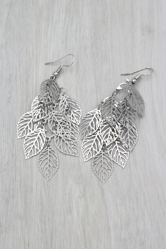 hollowed multi-layer leaf earrings