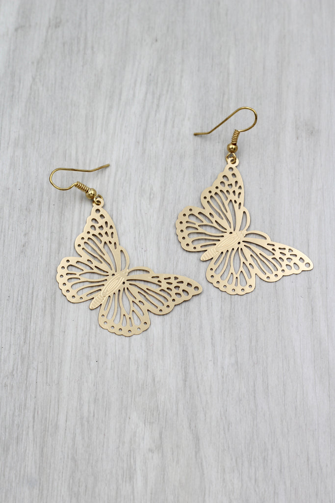hollow big butterfly earrings