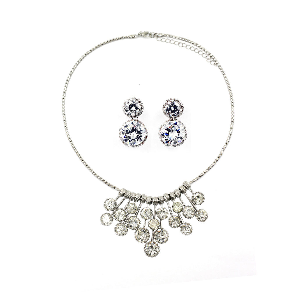 elegant noble crystal earrings necklace set