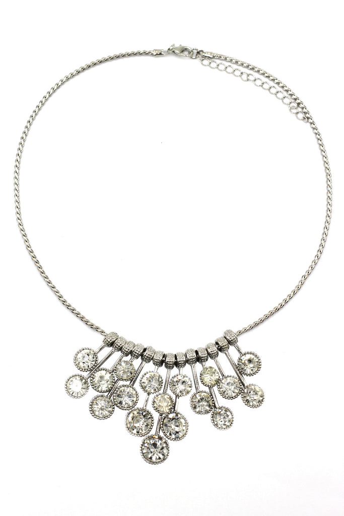 fashion pendant silver circle crystal necklace