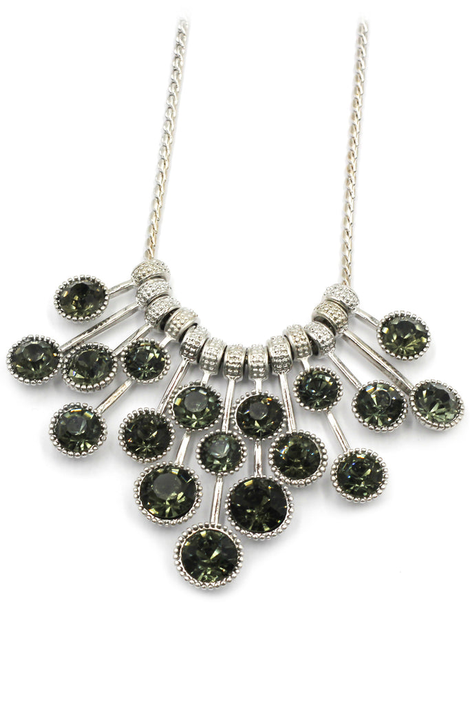 fashion pendant silver circle crystal necklace