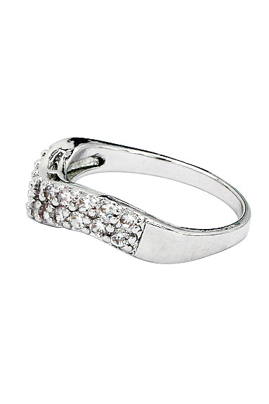 fashion curve crystal silver ring