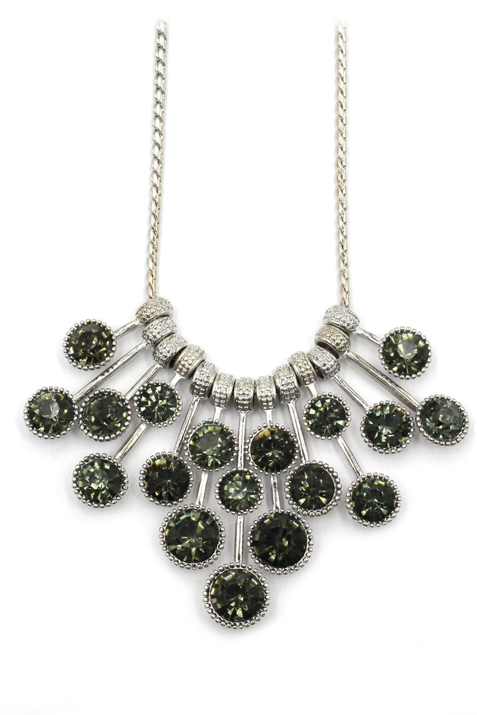 fashion pendant silver circle crystal necklace